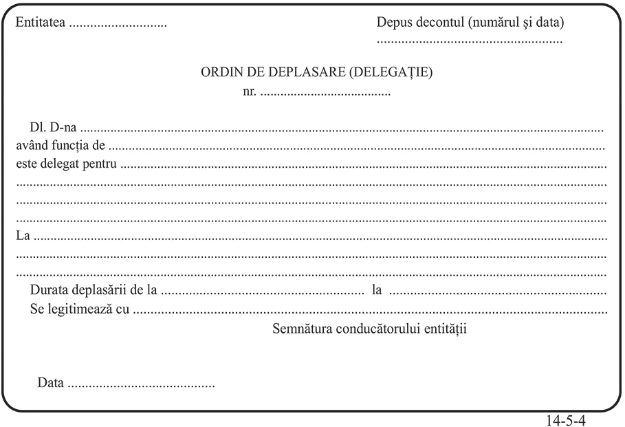 Ordin deplasare-delegatie, A5, 100 file, fata-verso, 3 bucati/set