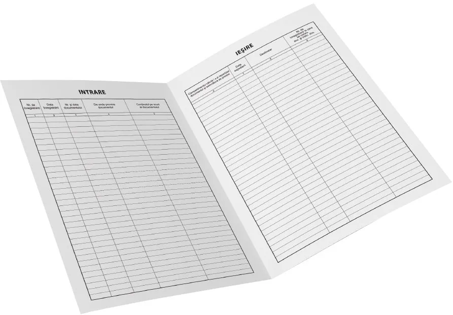 Registru intrare-iesire corespondenta, A4, C100, tipar fata-verso, 3 bucati/set