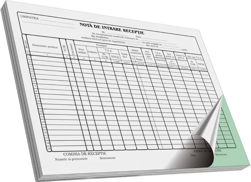 Nota de intrare - receptie, A4, 50 file, 2 exemplare, 3 bucati/set