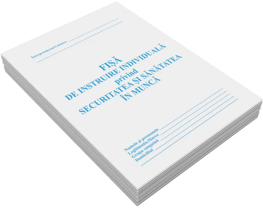 Fisa de instruire individuala privind securitatea si sanatatea in munca, carnet 4 file, 16 pagini, 25 bucati/set