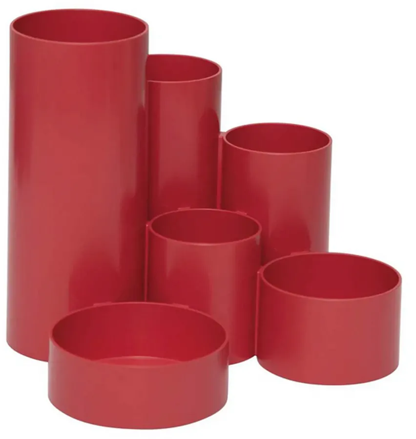 Suport instrumente scris Maul, 6 compartimente, plastic reciclat, rosu