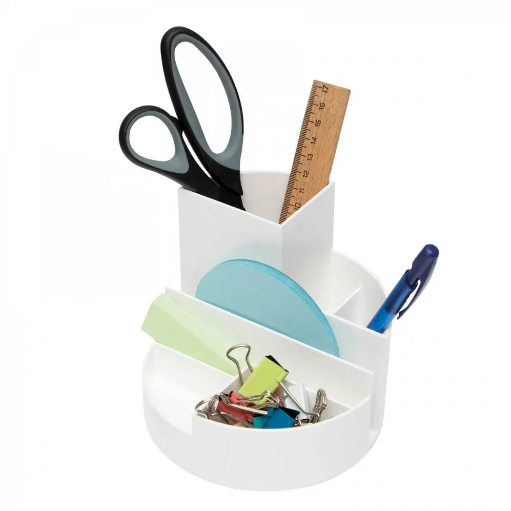 Suport pentru accesorii birou Maul, 6 compartimente, plastic reciclat, alb