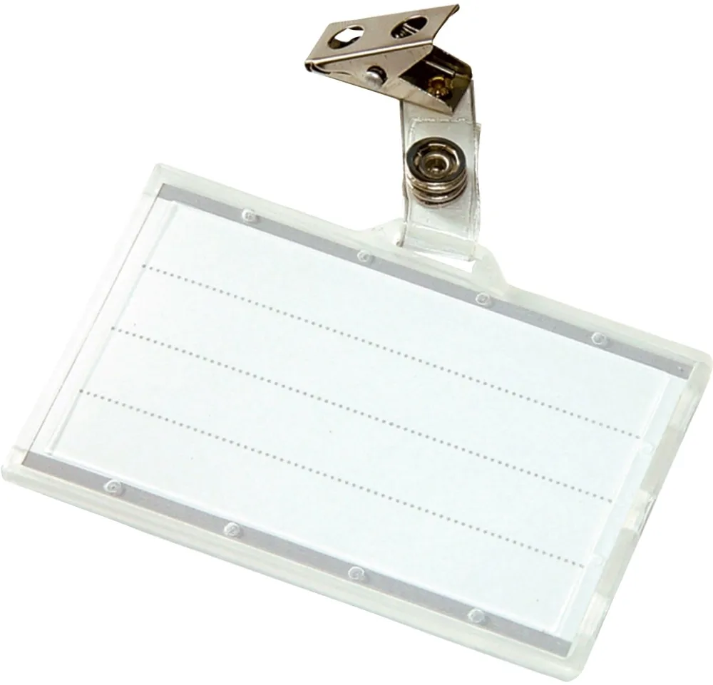 Ecuson orizontal Donau cu clip, 85 x 50 mm, 50 bucati/cutie