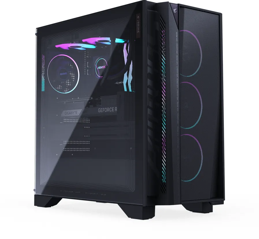 AORUS PRIME 5 AP551, AMD Ryzen 7 9800X3D, 32 GB DDR5, SSD 2TB, GeForce RTX 5070 Ti 16GB, Windows 11 Home, Negru, ARGB