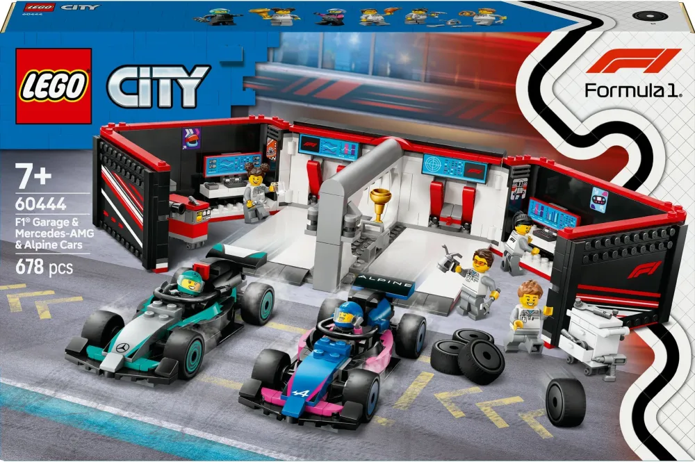 LEGO 60444 City F1 Garage with Mercedes-AMG & Alpine Racing Cars, Construction Toy