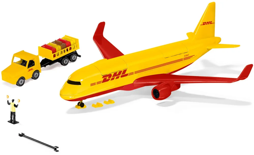Avion cargo SIKU Super DHL cu accesorii, aproximativ 38 cm