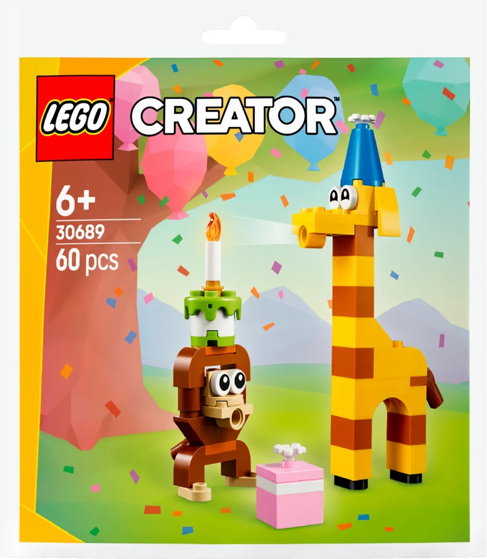 Set constructie LEGO Creator 30689 animale la petrecerea aniversara, 60 piese