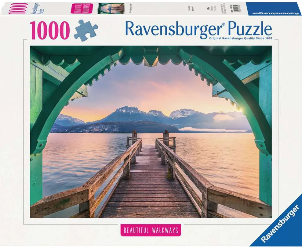 Ravensburger Puzzle Beautiful Walkways - Romantic footbridge at Lac d'Annecy (1000 pieces)