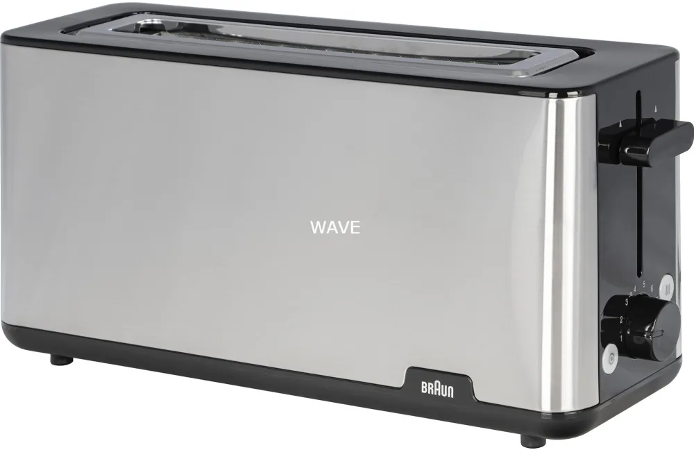 Prajitor de paine cu fanta lunga BRAUN PurShine HT 1610 BK, 1030 W, 2 felii, inox/negru