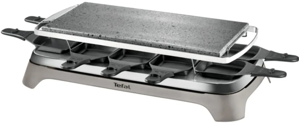 Gratar raclette TEFAL Pierrade PR457B cu piatra naturala, 1350 W, 10 persoane, gri/negru