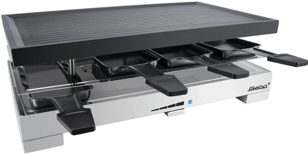 Gratar raclette Steba RC 68 cu 8 tigai, 1200 W, negru/argintiu