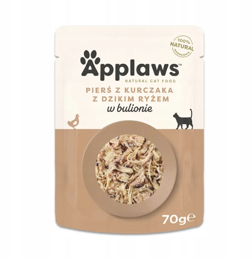 APPLAWS Chicken breast with wild rice in broth - wet cat food - 70g