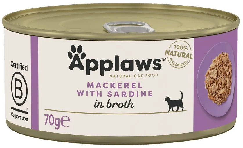 APPLAWS Mackerel with sardine in broth - wet cat food - 70g