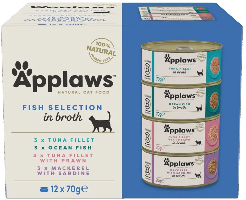 APPLAWS Fish selection multipack in broth - wet cat food - 12x70g