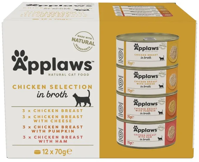 APPLAWS Chicken Selection in Broth - wet cat food - 12x70g