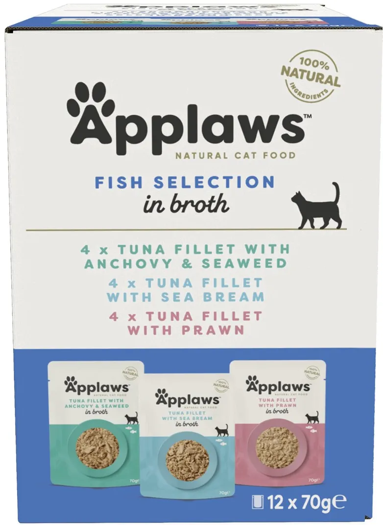 APPLAWS Fish selection multipack in broth - wet cat food - 12x70g