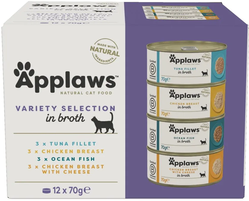 APPLAWS Variety selection multipack in broth - wet cat food - 12x70g