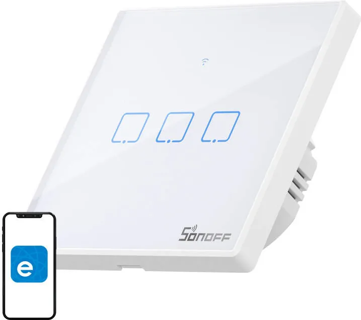 Comutator inteligent WiFi + RF 433 Sonoff T2 EU TX (3 canale) actualizat