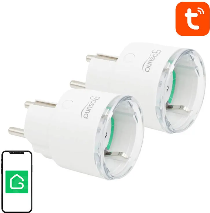 Priză inteligentă WiFi Gosund SP111 3680W 16A, Tuya, pachet de 2 bucăți
