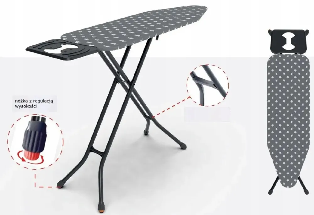 IRONING BOARD 120x38cm PROMIS PKD50 STAR solid with adjustable stability