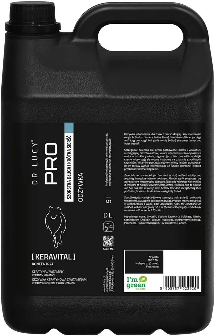 DR LUCY Pro Keravital Rough Coat – dog conditioner – 5l