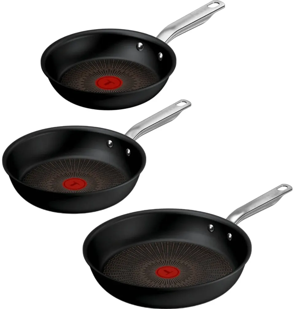 Tefal pan set Experience aluminum, 3 pieces (black, Ř 28cm, Ř 24cm, Ř 20cm)