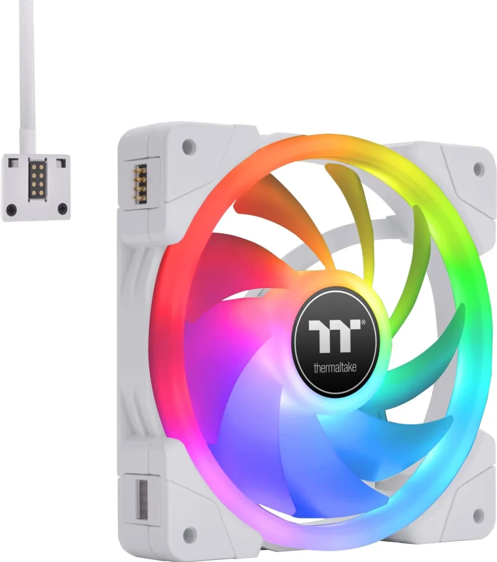 Thermaltake SWAFAN EX12 RGB PC Cooling Fan White TT Premium Edition, case fan (white, pack of 3, incl. controller)