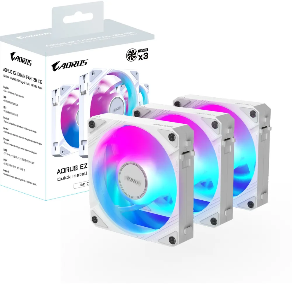 GIGABYTE AORUS EZ CHAIN FAN 120, case fan black, 3-pack, 120 mm