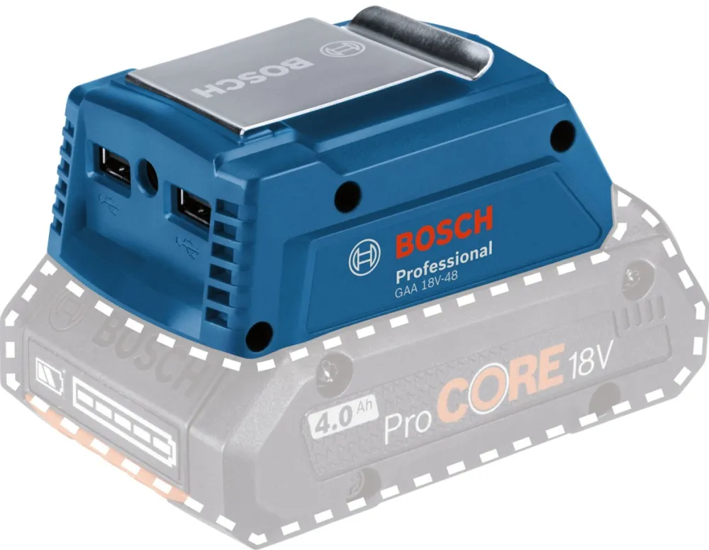 Bosch USB charging adapter GAA 18V-48 Professional (blue, battery and charger not included!)