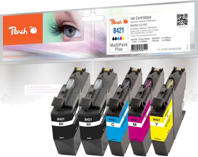 Peach Ink Savings Pack Plus PI500-430 (compatible with Brother LC-421)