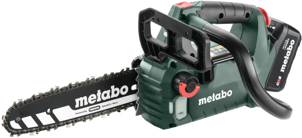 metabo MS 18 LTX BL 25 (601595900) SET cordless chainsaw, 18 volts (green/black, Li-ion battery 4.0 Ah 18 V)