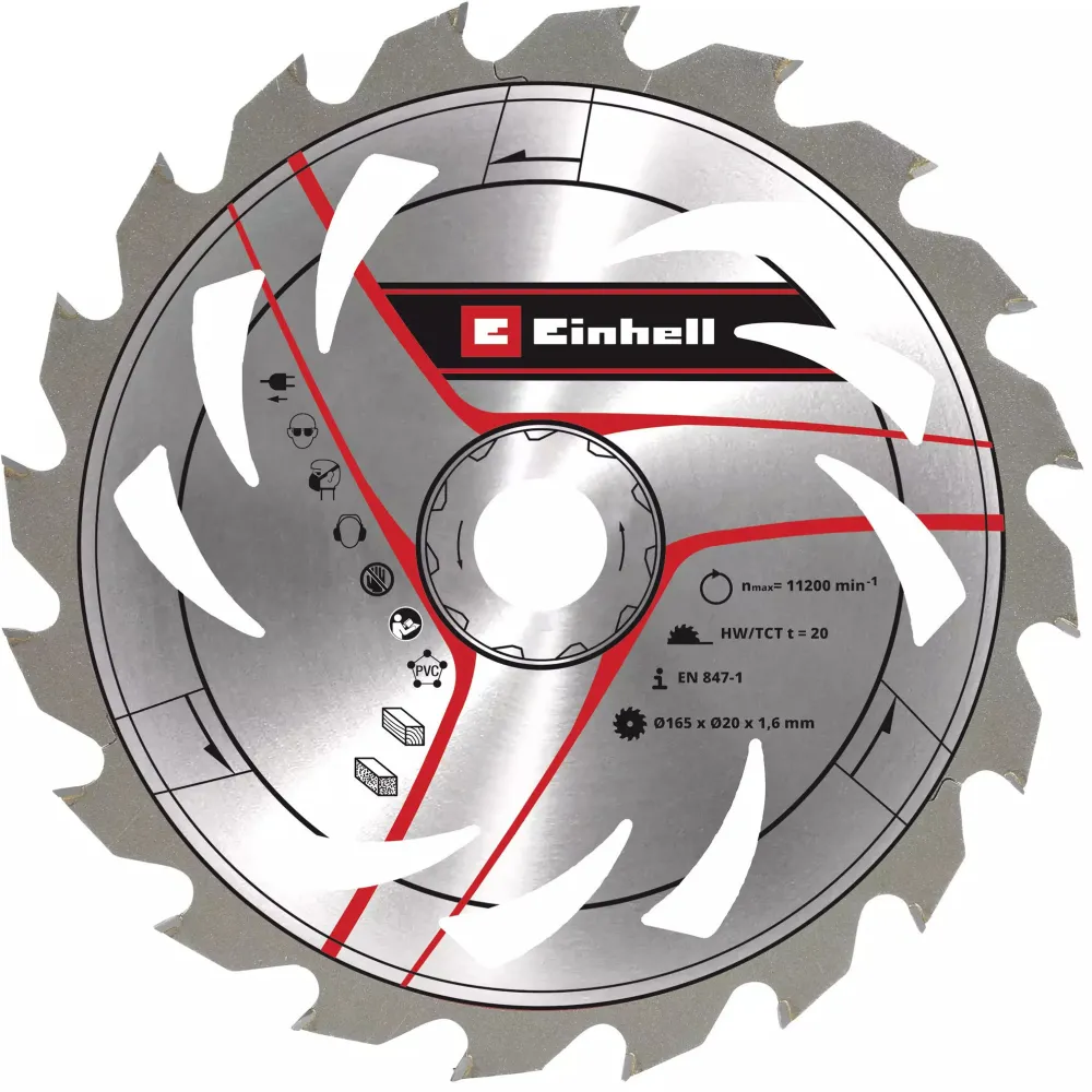 EINHELL circular saw blade HM, ? 165 x 20mm, 1.6mm, 20Z for plunge saw TE-PS 165, cordless hand-held circular saw TE-CS 18/165-1 Li etc.