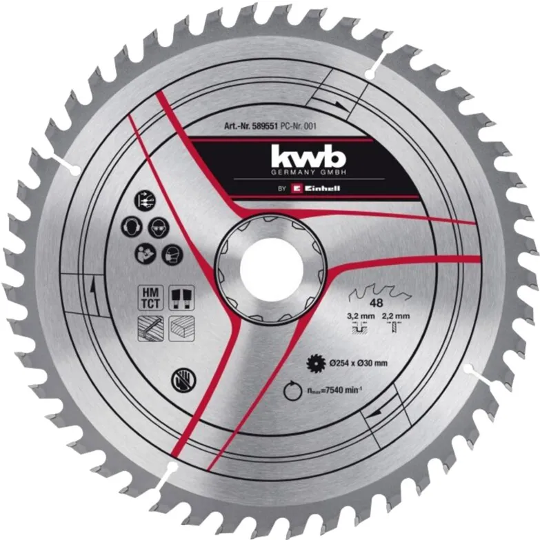 EINHELL circular saw blade HM, ? 254 x 30mm, 3.2mm, 48Z for sliding crosscut and miter saws, table saws