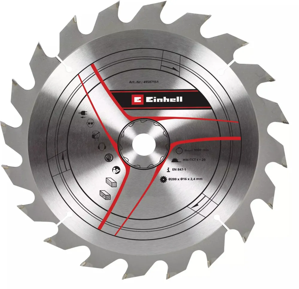EINHELL circular saw blade HM, ? 200 x 16mm, 2.4mm, 20Z for table saw TC-TS 200 etc.