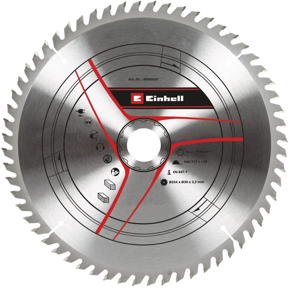 EINHELL circular saw blade HM, ? 254 x 30mm, 3.2mm, 60Z for sliding crosscut and miter saws, table saws