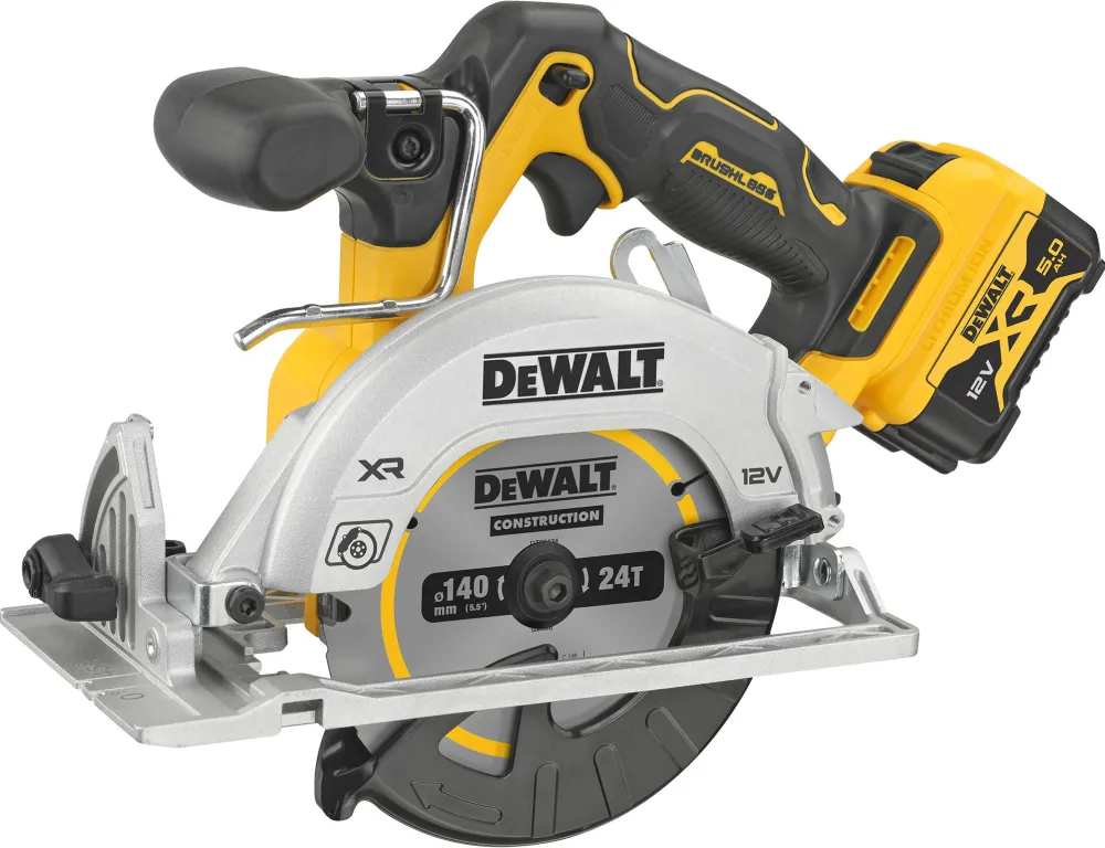 DEWALT DCS512P2 cordless circular saw, 12 volts, yellow/black, 2x Li-Ion XR batteries 5Ah, in TSTAK box