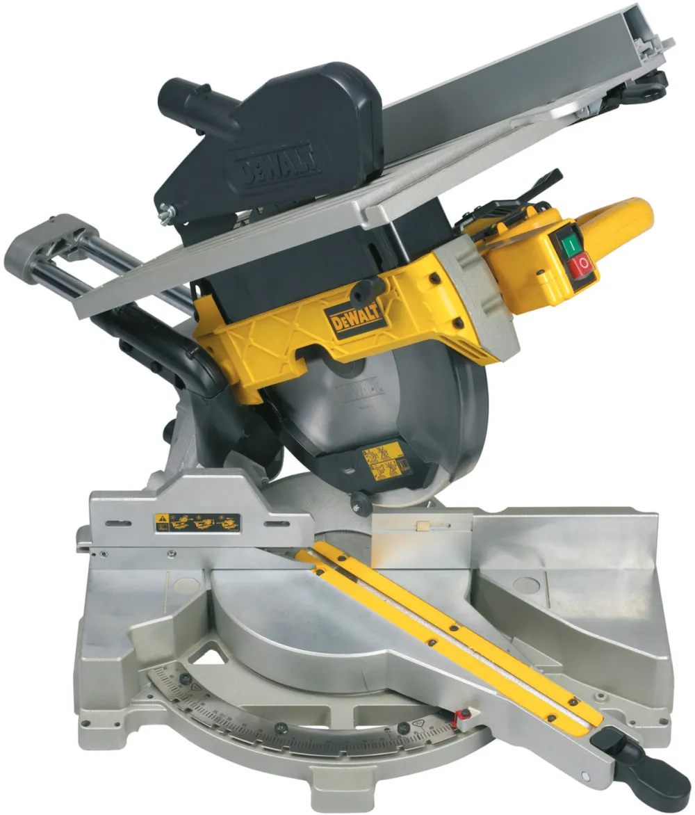 Dewalt panel and table saw D27112, 305mm, chop and miter saw (yellow/black, 1,600 watts, combination saw with table, chop and miter function)