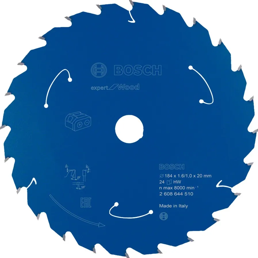 Bosch Professional circular saw blade Expert for Wood, ? 184mm, 24Z bore 20mm, for cordless hand-held circular saws