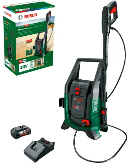 Bosch cordless high-pressure cleaner UniversalAquatak 36V-100, 36Volt (green/black, Li-ion battery 4.0Ah, POWER FOR ALL)