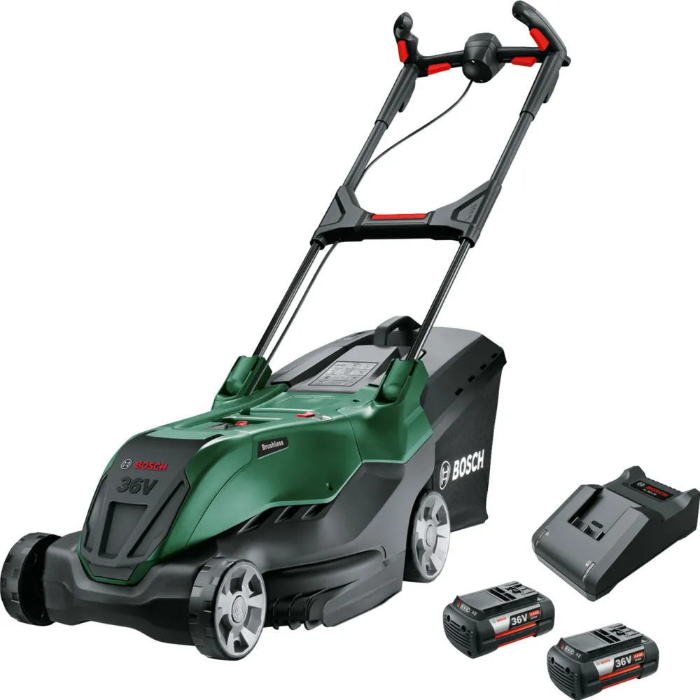 Bosch Powertools cordless lawnmower AdvancedRotak 36V-44-750, 36 volts (green/black, 2x Li-ion battery 4.0Ah, POWER FOR ALL)