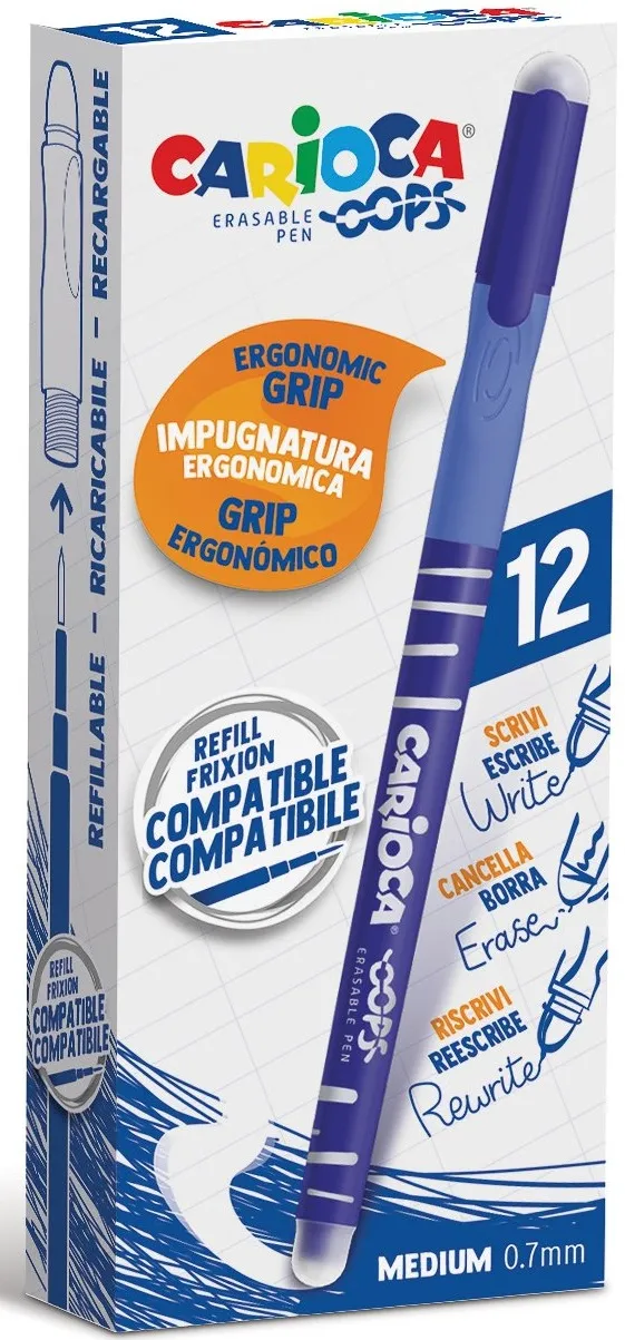 Pix erasable, 0.7mm, CARIOCA Oops - albastru