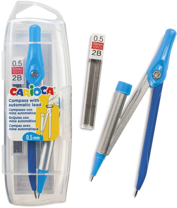 Set compas cu creion 0,5 mm Carioca + mina