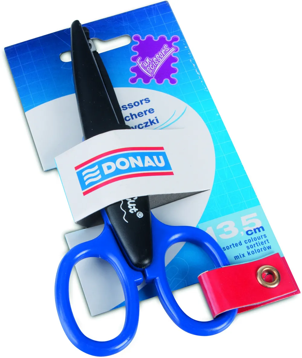 Foarfeca decorativa pentru copii, 13.5cm, in blister, DONAU - culori asortate