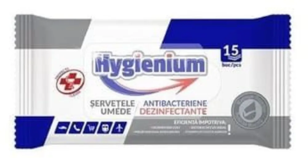 Servetele umede antibacteriene 15buc/pachet Hygienium