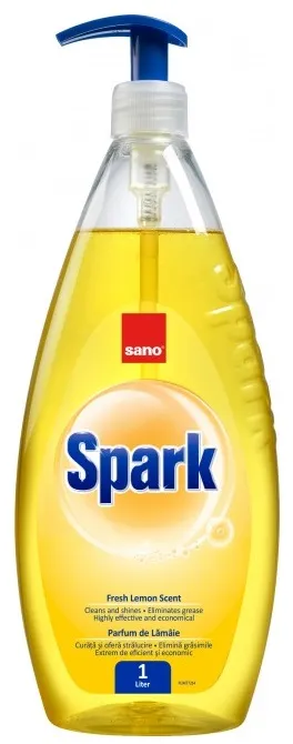 Detergent lichid pentru degresarea vaselor,1 litru, SANO Spark - cu miros de lamaie