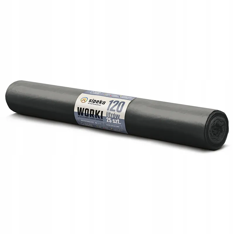 Saci menajeri extra rezistenti LDPE, 120L, 70 x 110cm, 24 microni, 25buc/rola, Sipeko - negri