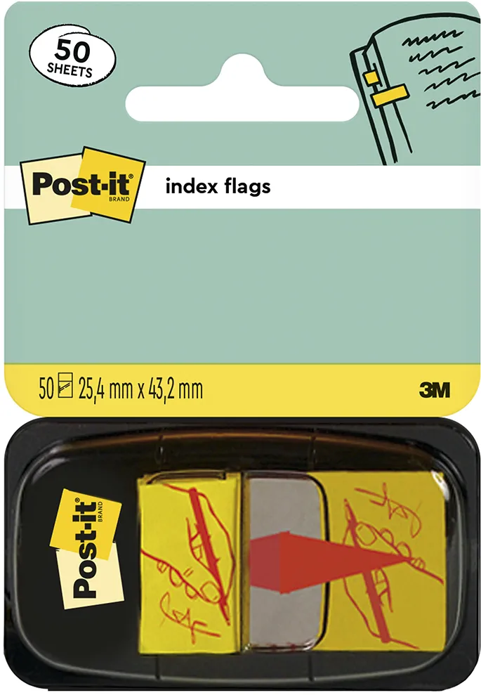 Index Semneaza aici Post-it®, 25,4 mm x 43,2 mm, 50 file in dispenser, 1 bucata/pachet