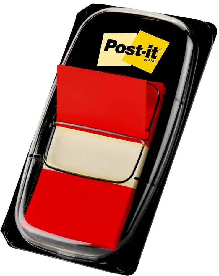 Index Clasic Post-it®, rosu, 25,4 mm x 43,2 mm, 50 file in dispenser, 1 bucata/pachet