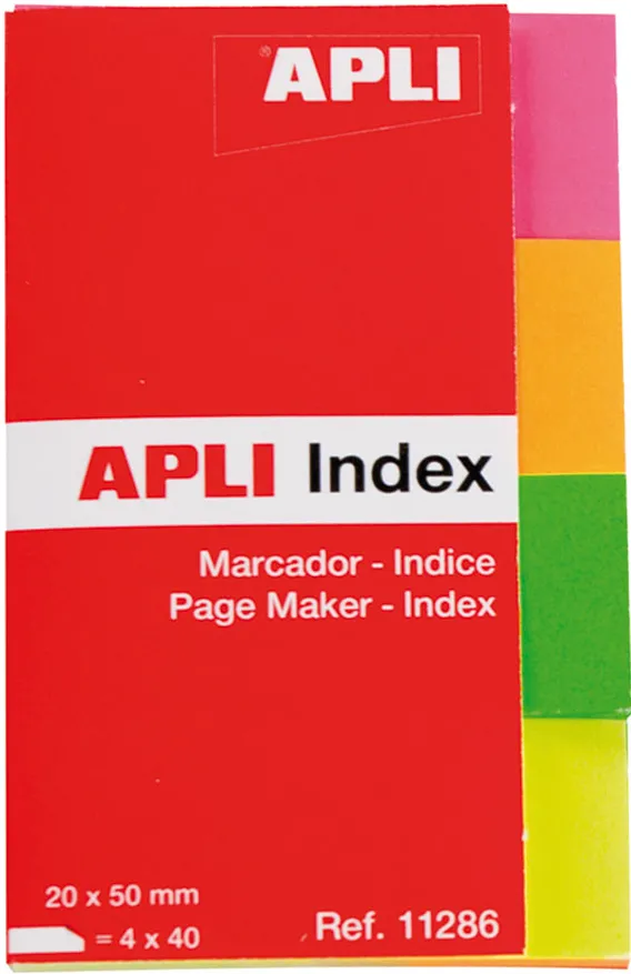 Index Apli, autoadeziv, hartie, 20 x 50 mm, 4 culori x 40 file