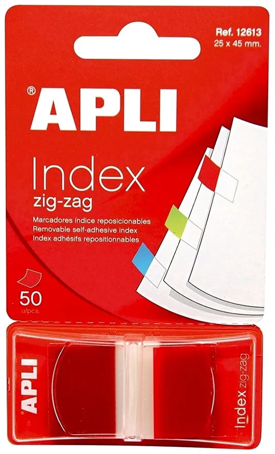 Index Apli, autoadeziv zig-zag, 24 x 45 mm, rosu